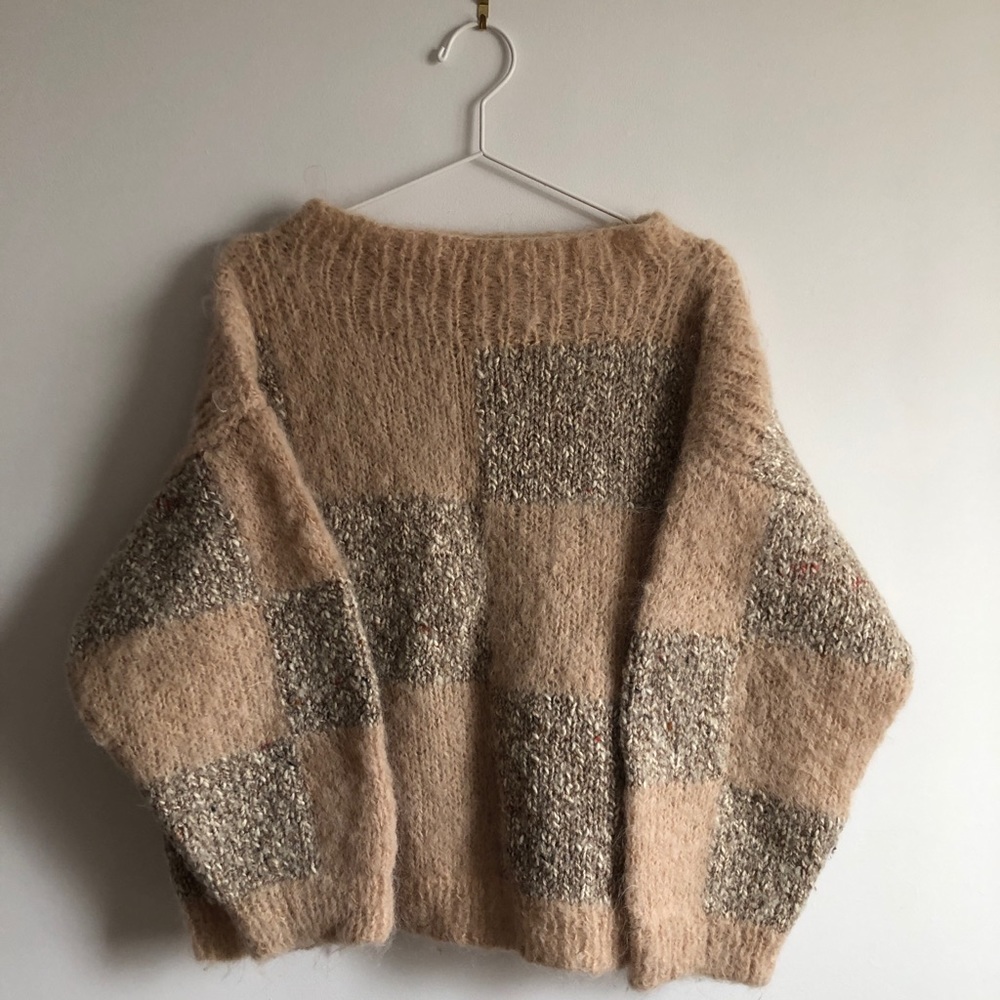 Oversized Knitted Check Sweater size S/M